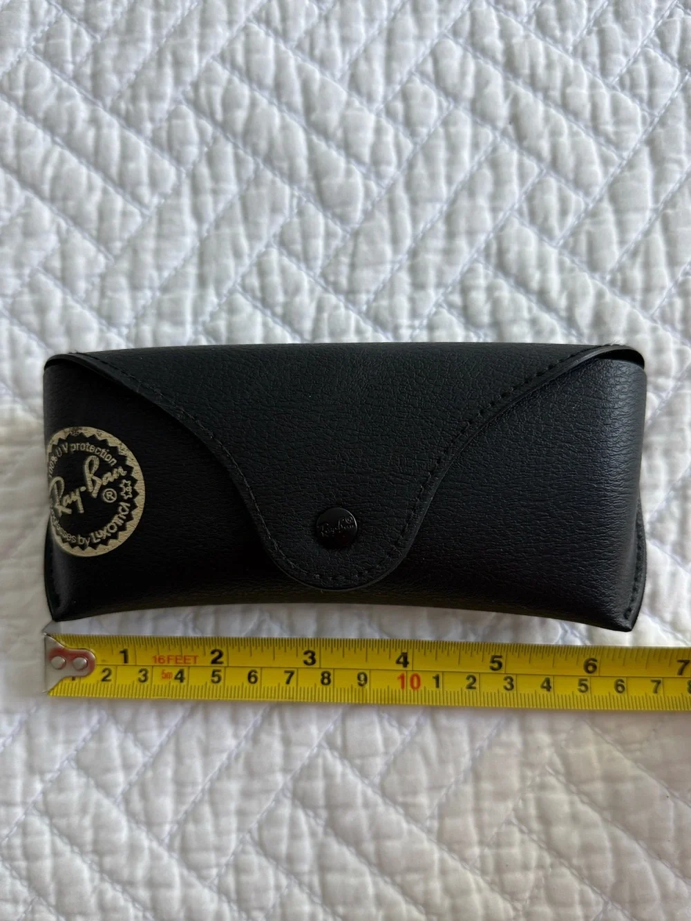 Ray-Ban Black Leather Sunglass Case with Gold Logo